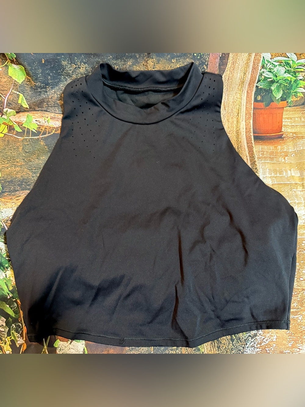 All in Motion Black Longline High Neck Sports Bra Tank Top Size XL
